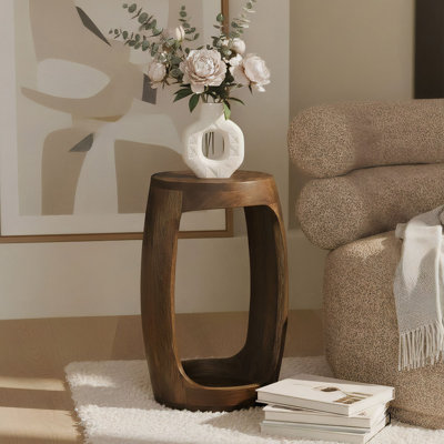 Mango Wood Side Table with Open Shelf