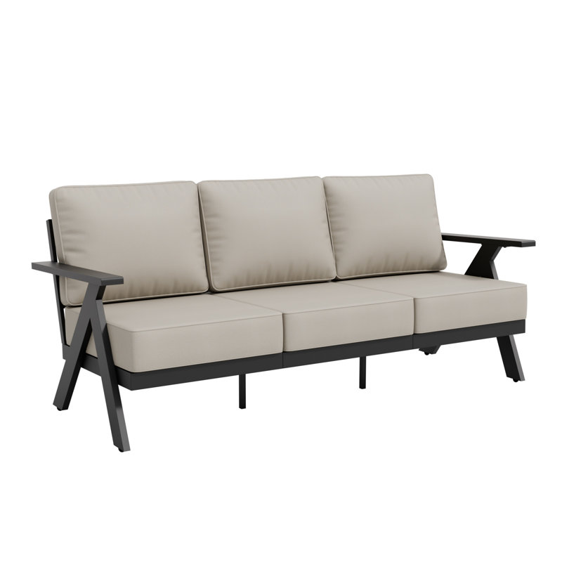 Canapé d'extérieur en aluminium avec coussins, Beige