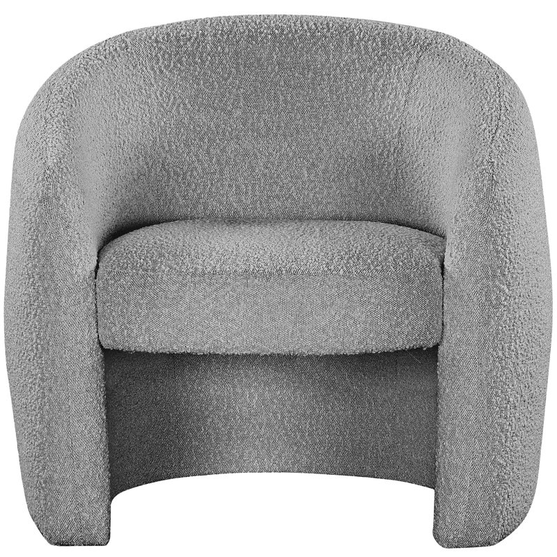 Acadia Upholstered Barrel Chair, Grey Boucle Fabric