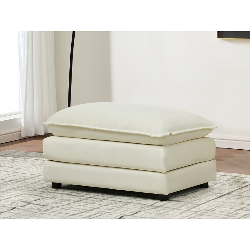 110'' Chenille Cloud Sofa With Ottoman, White