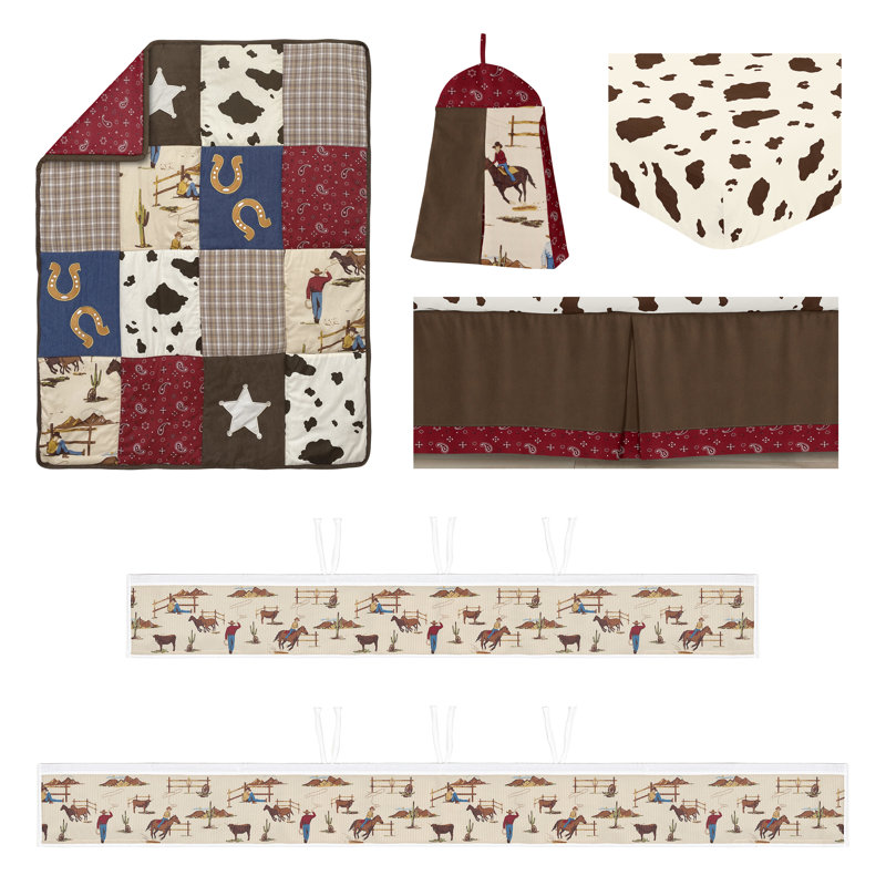 Brown Western Cowboy Boy Girl Neutral Sweet Jojo Designs 6p Crib Bedding +BreathableBaby Breathable Mesh Liner  Horse