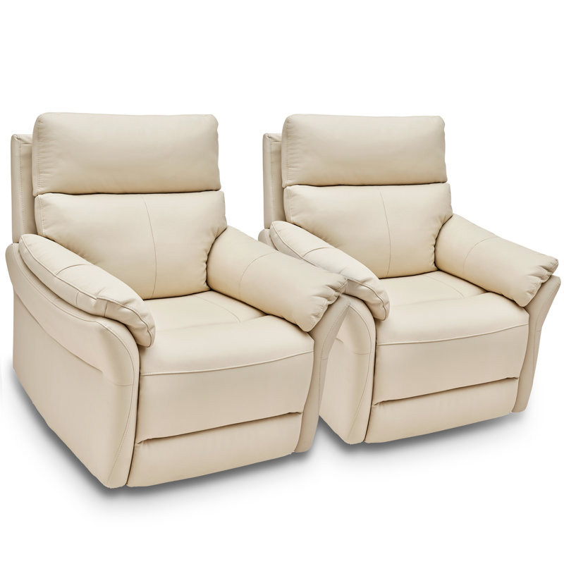 Fauteuil inclinable manuel standard en cuir véritable 33 po Innes, Beige