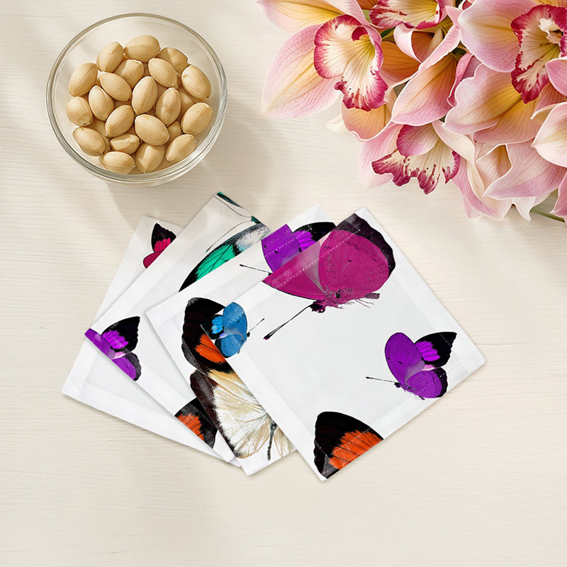 Butterflies Cotton Sateen Cocktail Napkins, Original