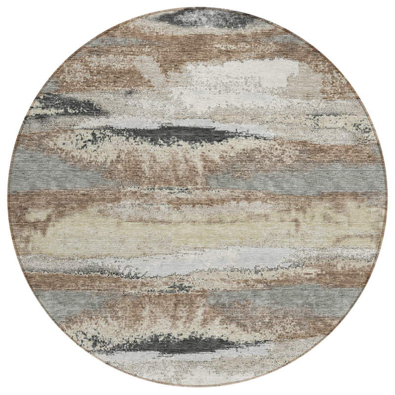Tapis rectangulaire Aleighna avec envers antidérapant, Rond 8 pi