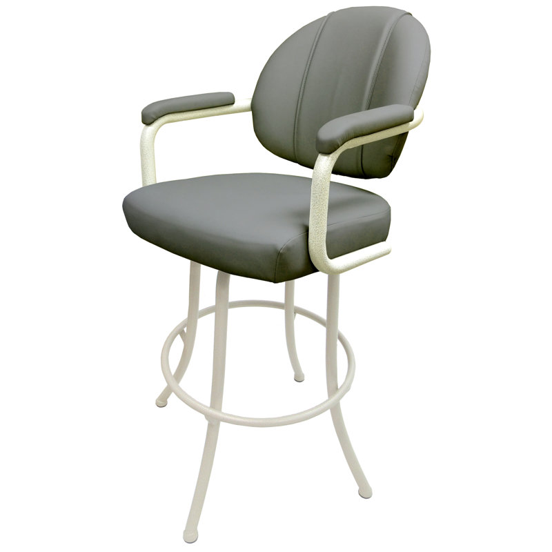 Comptoir pivotant, bar et très grand tabouret Ansara, Blanc, Gris, Très grand (siège d'une hauteur de 34 po)