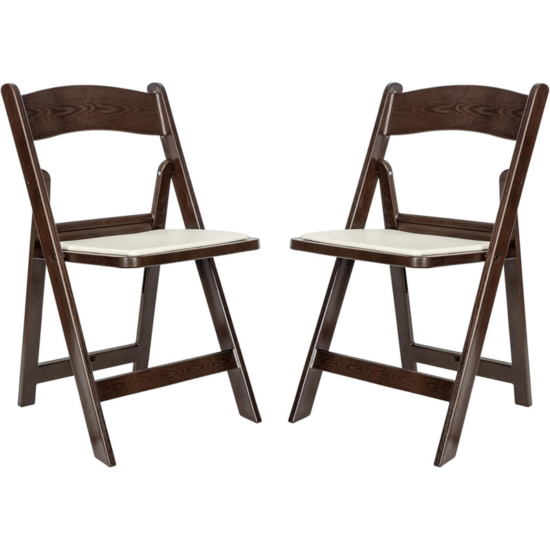 Chaises pliantes avec sièges rembourrés Thornfeldt, Brun foncé / blanc