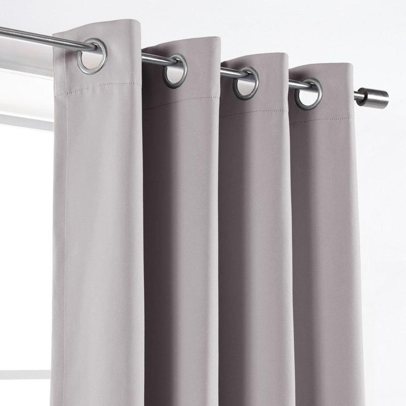 Schaeffer Solid Blackout Thermal Grommet Curtain Panels, 52" W x 96" L, Light Grey