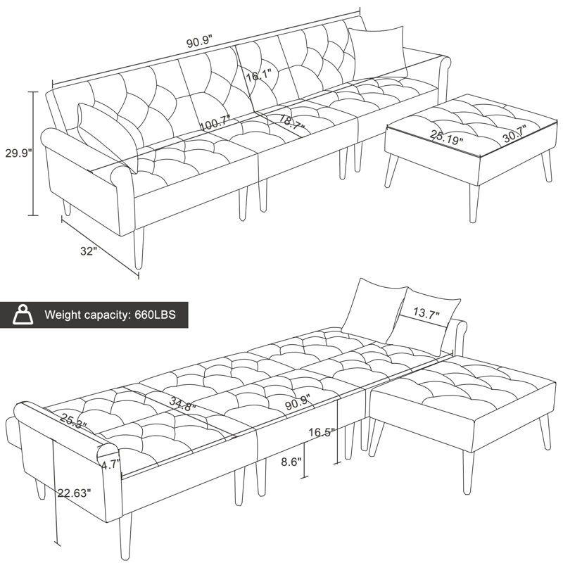 Canapé modulaire inclinable 6 pièces Giancontieri, gris
