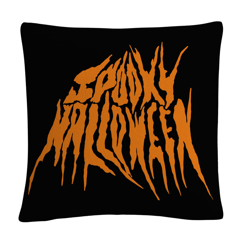 Coussin décoratif en métal ABC Spooky, Noir / Orange