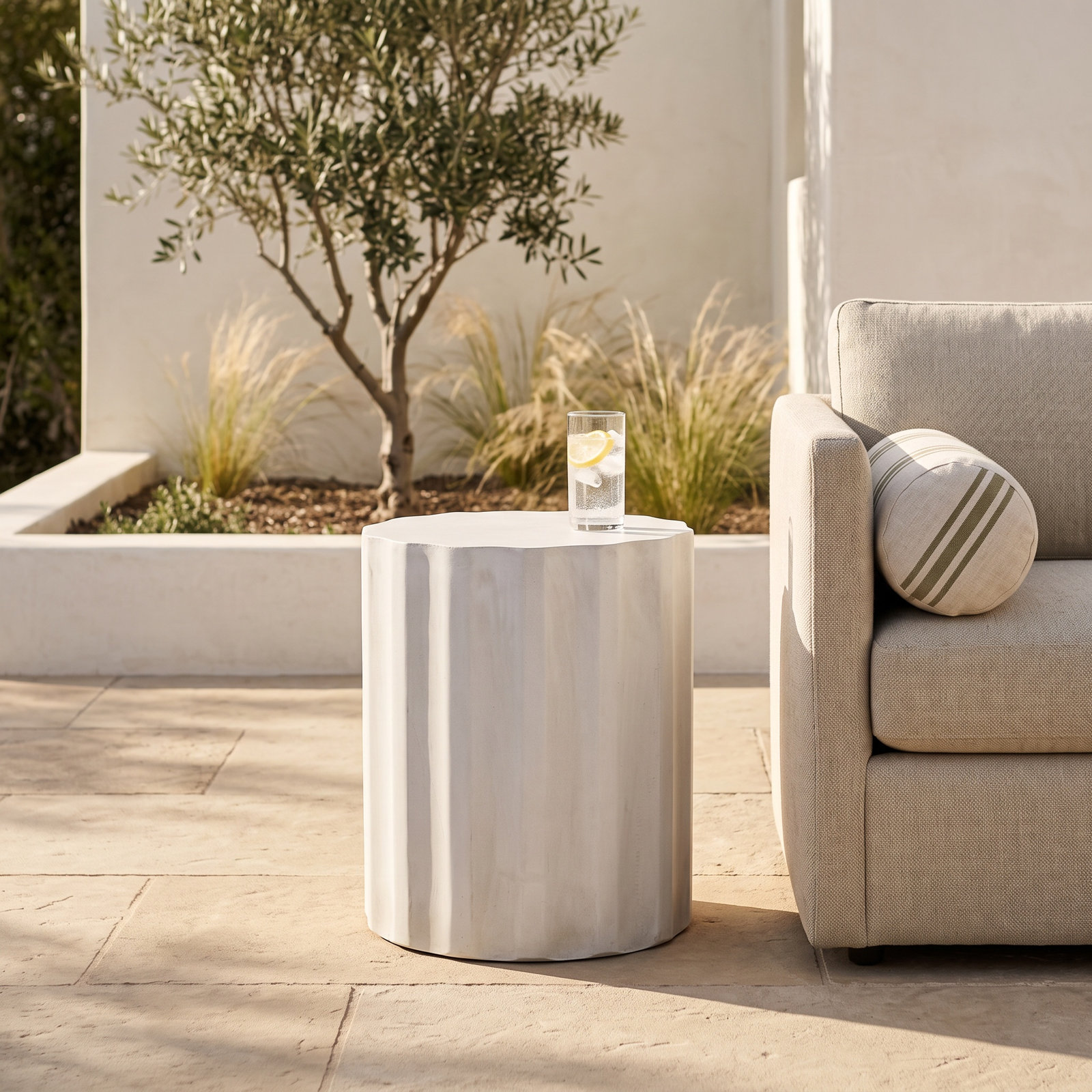 Coda 15.5 " Patio Side Table, Antique  White