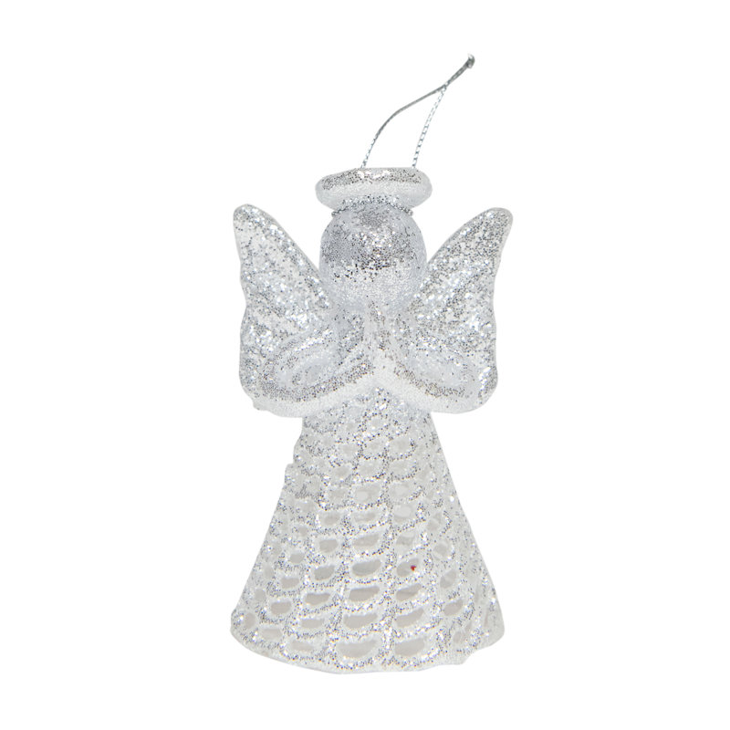 Ange décoratif argenté à paillettes - Paquet de 6