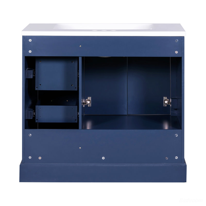 Ensemble de meuble-lavabo simple en résine avec lavabo en résine, Bleu