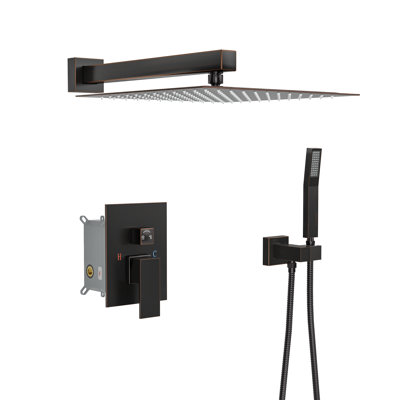 Shower Head System, 10 Inch Stainless Steel Square Wall Mounted Rainfull Shower Combo with Valve