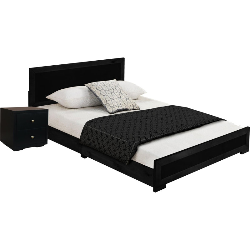 Ensemble de chambre avec lit plateforme 2 pièces Trent, Simple, Noir