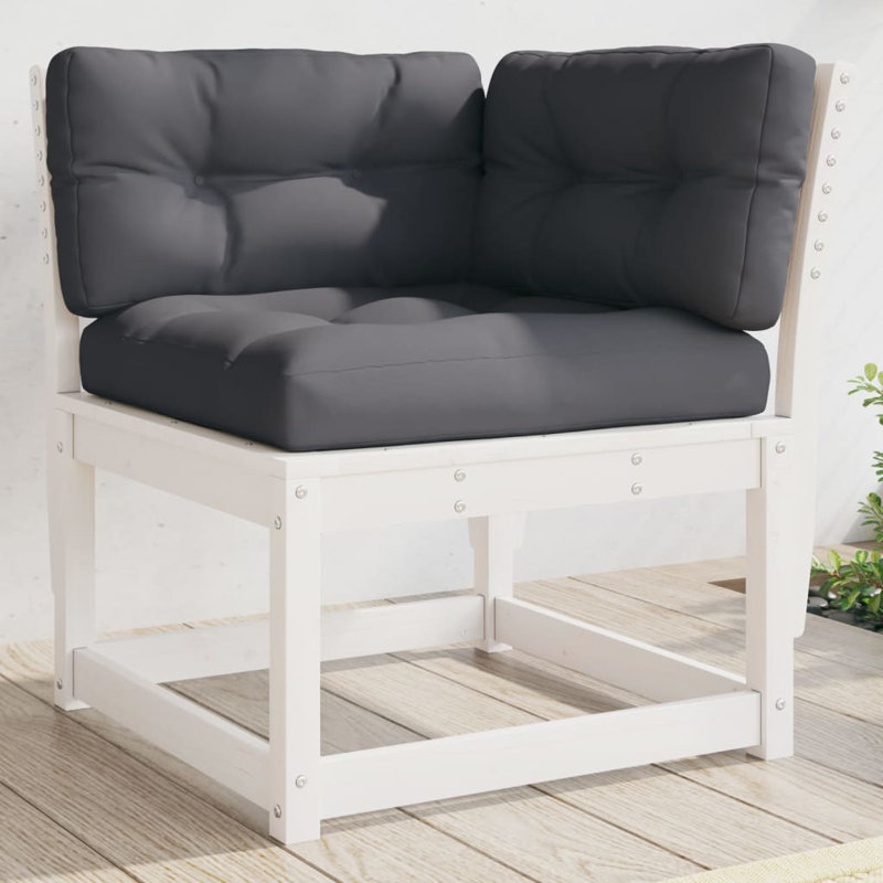 Shela Wood Outdoor Lounge Chair, Anthracite, White