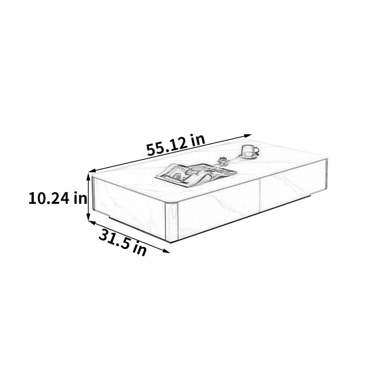 Table basse Modern, H 10,24 po x L 55,12 po x l 31,5 po
