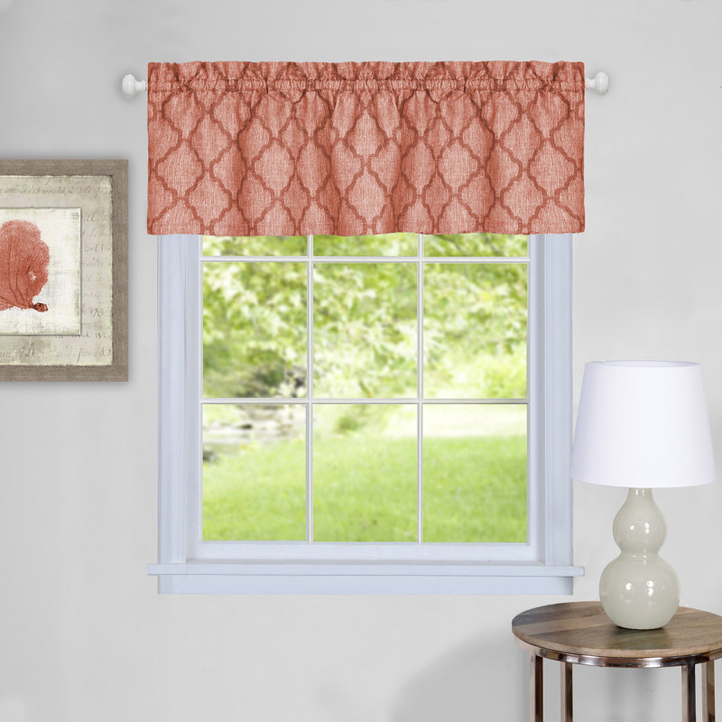 Orange Geometric Trellis 58'' Rod Pocket Window Valance