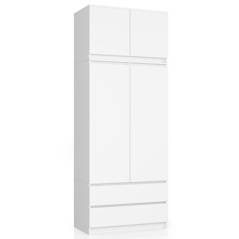 Jacobs 2 Door Manufactured Wood Wardrobe, White