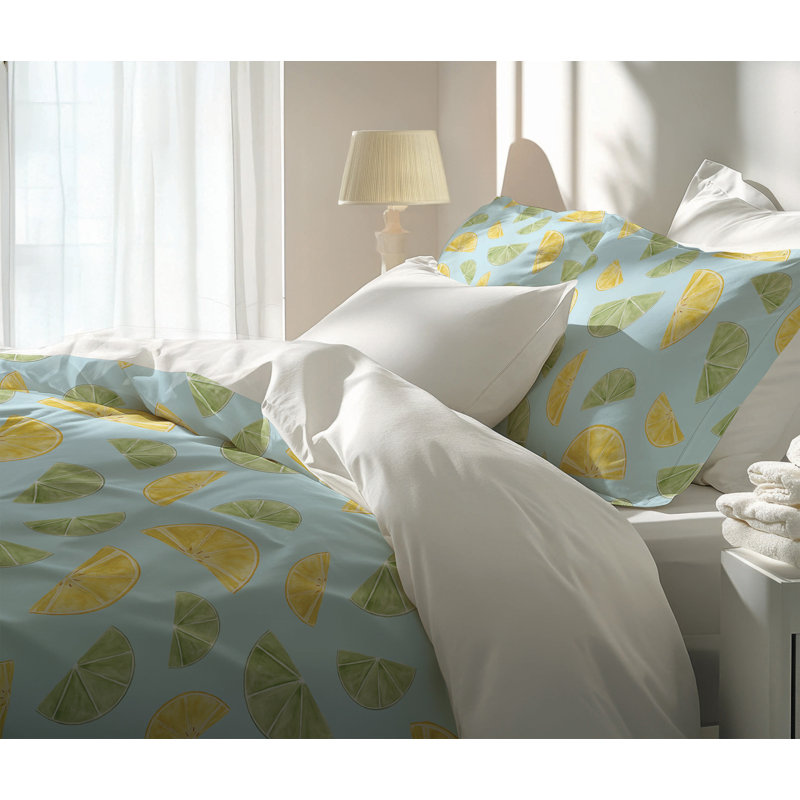 Summers Limes & Lemons 3- Piece Decorative Lightweight Comforter Set, King Comforter + 2 King Pillowcases, Cloud Blue