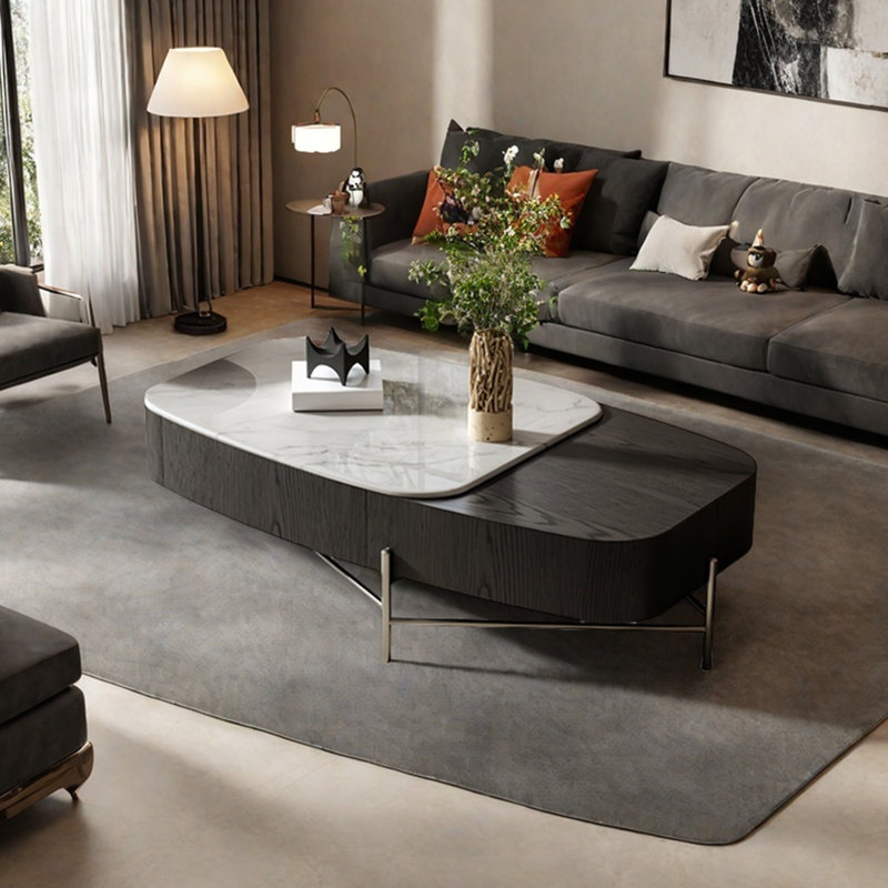 Simple microcrystalline stone coffee table