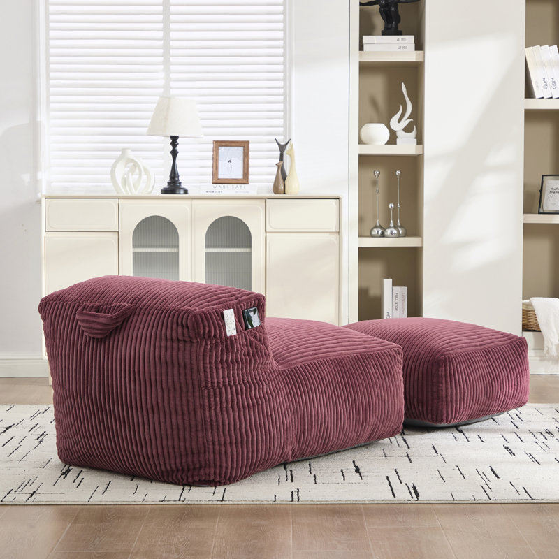 Grand canapé-lit avec repose-pieds Lounger, Wine Red