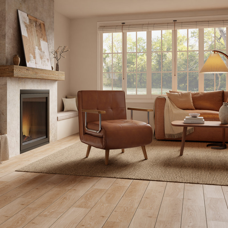 Fauteuil convertible 3-en-1 Agripina - Canapé-lit confortable, méridienne réglable pour les petits espaces, Cuir brun, Brun