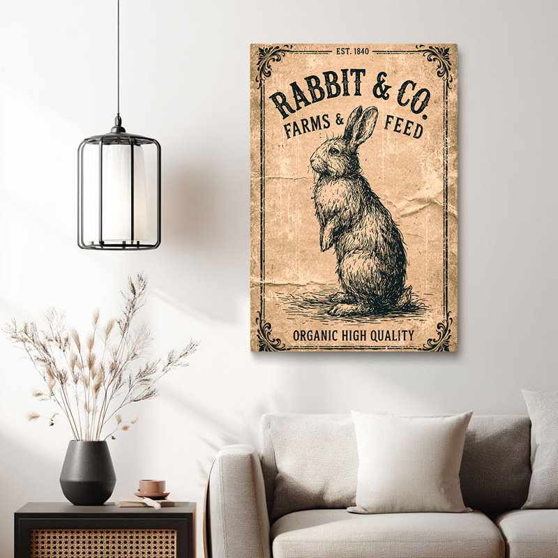 «Rustic Vintage Rabbit Farm», reproduction sur toile - Urban Studio, 36 * 24 pouces (90 * 60 * 2cm)