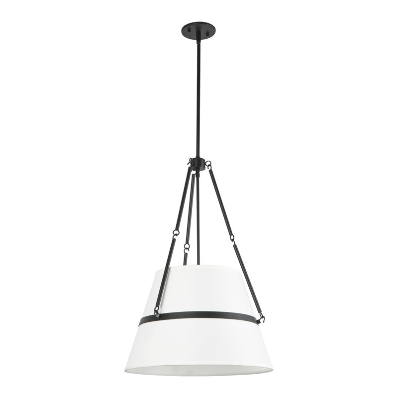 Oliver 1 - Light Pendant, Matte Black/White Linen