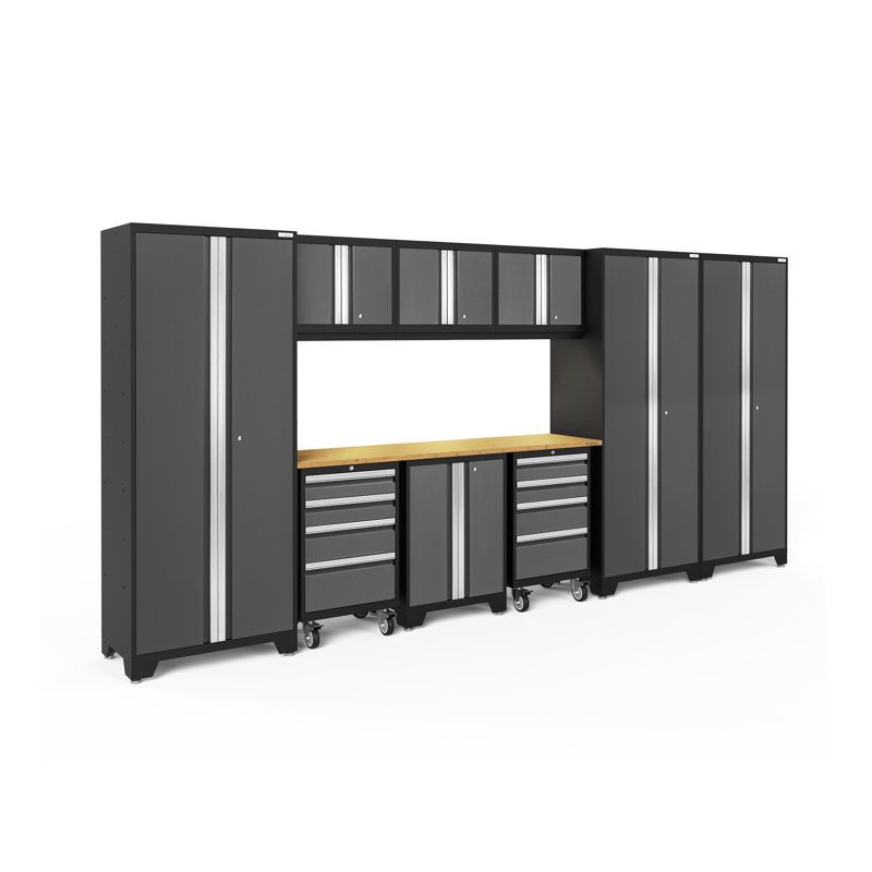 Bold Series 10 Piece Garage Complete Storage System, Bamboo, Grey