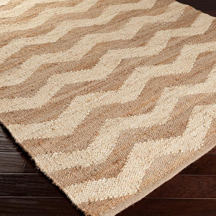 Tapis brun clair / ivoire tissé à la main Hermine, Rectangle 2 pi x 3 pi