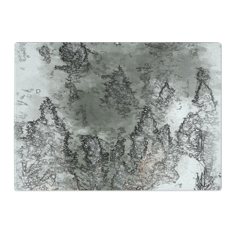 Tempered Glass a Forest in Italy Sketch Chopping Board, 20 cm x 28.5 cm