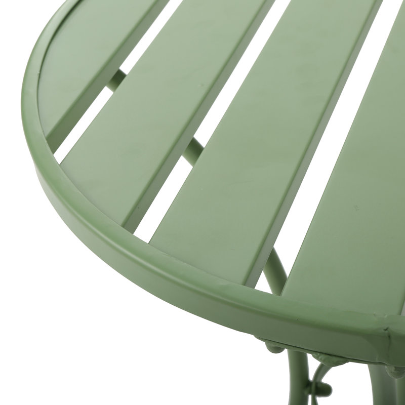 Ensemble de bistro 3 pièces en métal, extérieur, fer et eau, siège de 23,95 po, table haute, 16,25 po de profondeur, thermolaqué, 30 po et 18 po