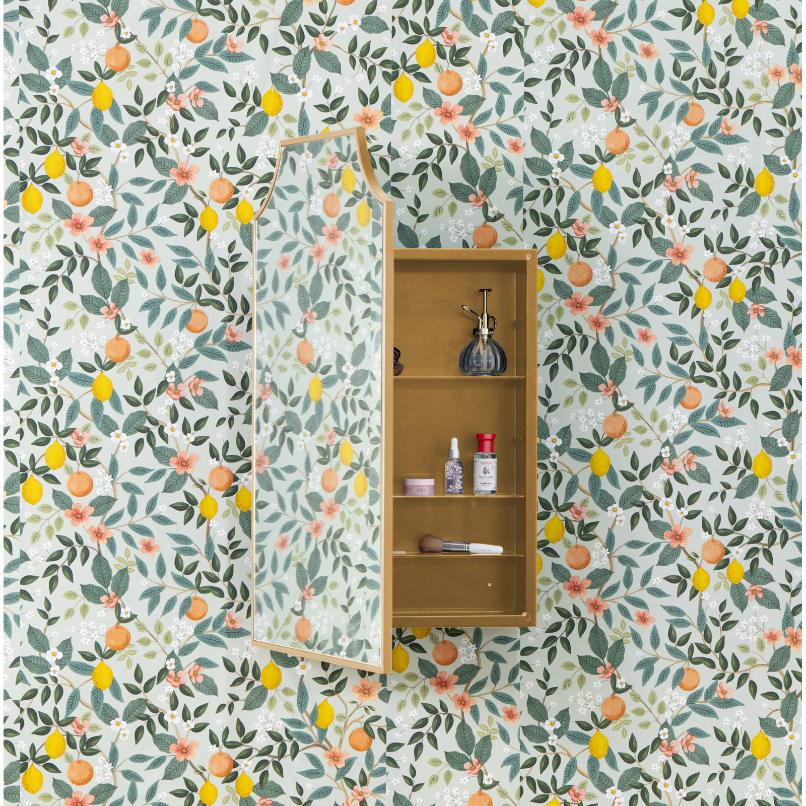 Simone Medicine Cabinet, Recess and Surface Mount,  Gold