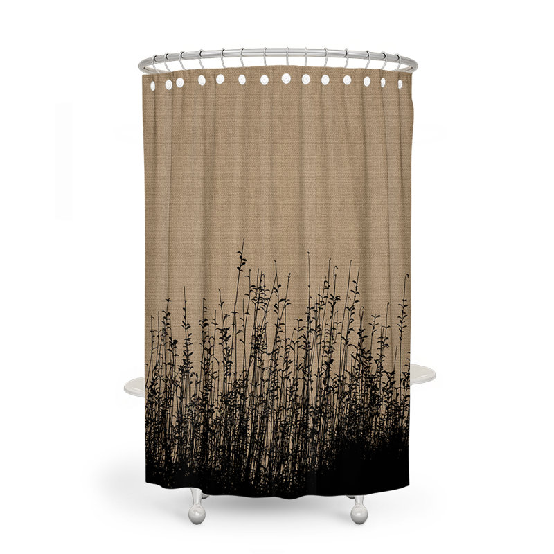 Talita Shower Curtain, Tan, Black, 72" H x 70" W x 6" D