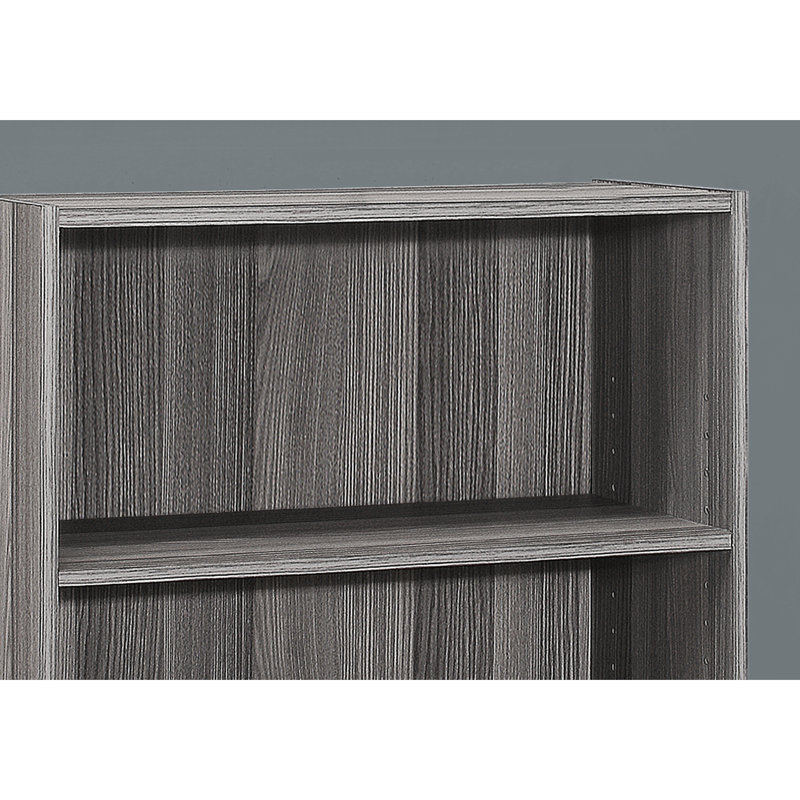 36"H, 4 Tier, Bookcase, Bookshelf, Grey Laminate, Transitional, Office, Bedroom, Space Saving, 2 Adjustable Shelves, Assembly Required Tier 36"H Laminate Bookshelf Bookcase Transitional For Bedroom