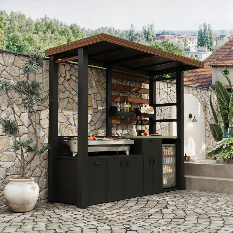 Cuisine d'extérieur recouverte d'acier galvanisé Fusion Flame, Noir
