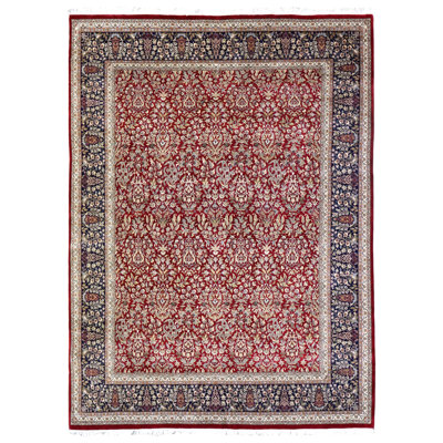 Tapis rouge / bleu marine 9 pi 3 po x 12 pi 9 po Manchester Kashan
