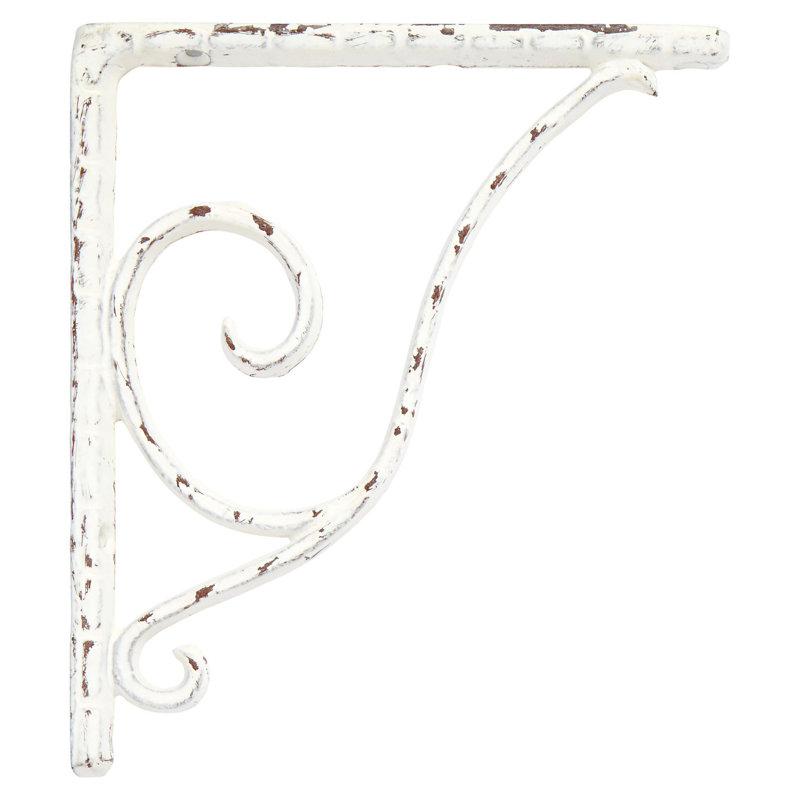 Sprig Cast Iron Shelf Bracket, 4" H x 4" W x 0.63" D, White