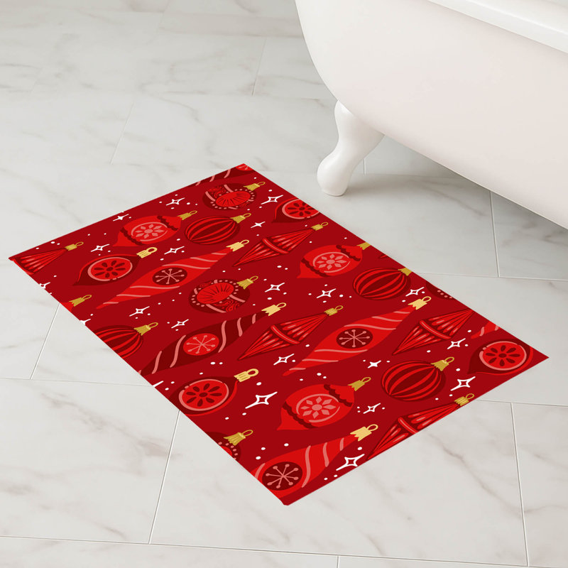 Tapis de bain Ornaments Holiday, Rouge, Simple - L 24 po x l 17 po