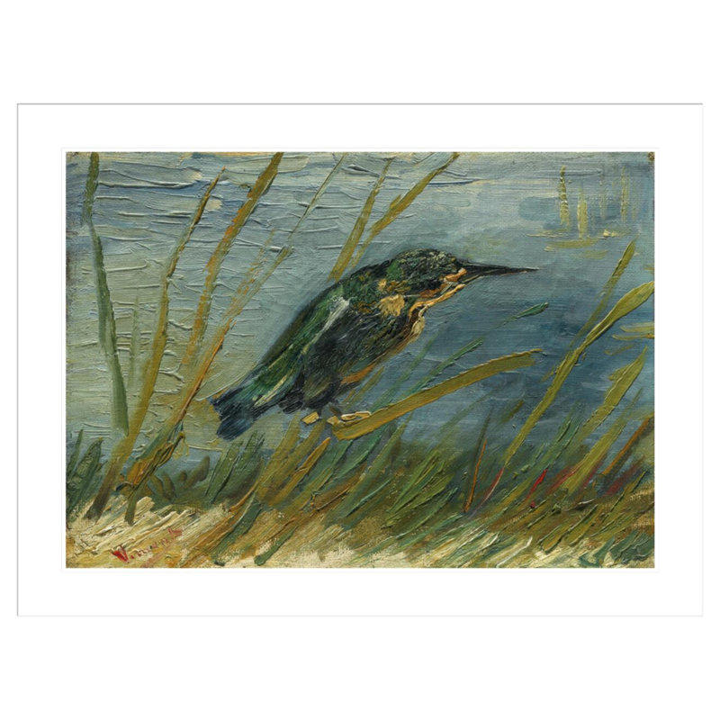 «Martin-pêcheur au bord de l'eau» par Vincent van Gogh - impression giclée encadrée, H 31,51 po x l 41,5 po