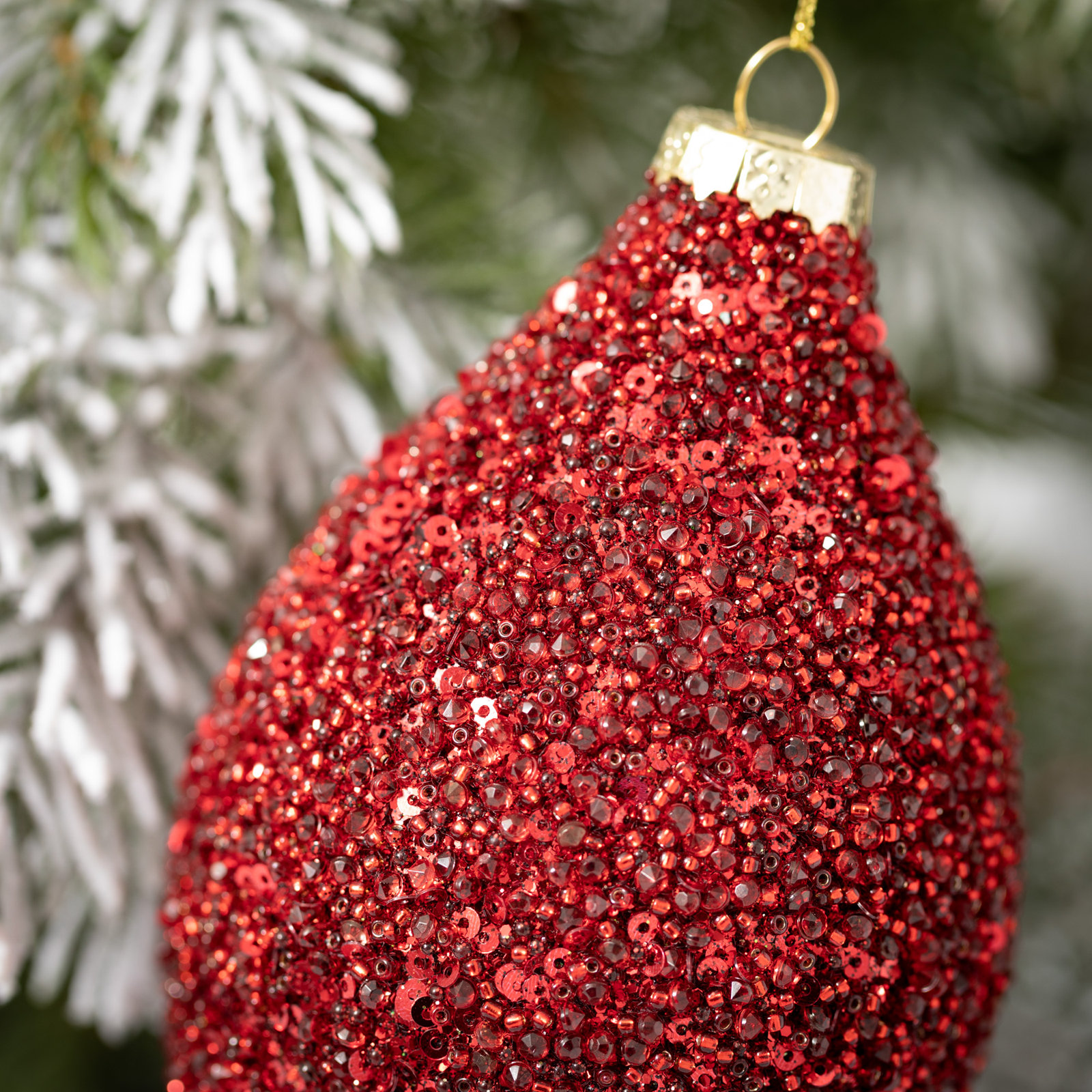 2 Piece Encrusted Solid Finial Ornament Set