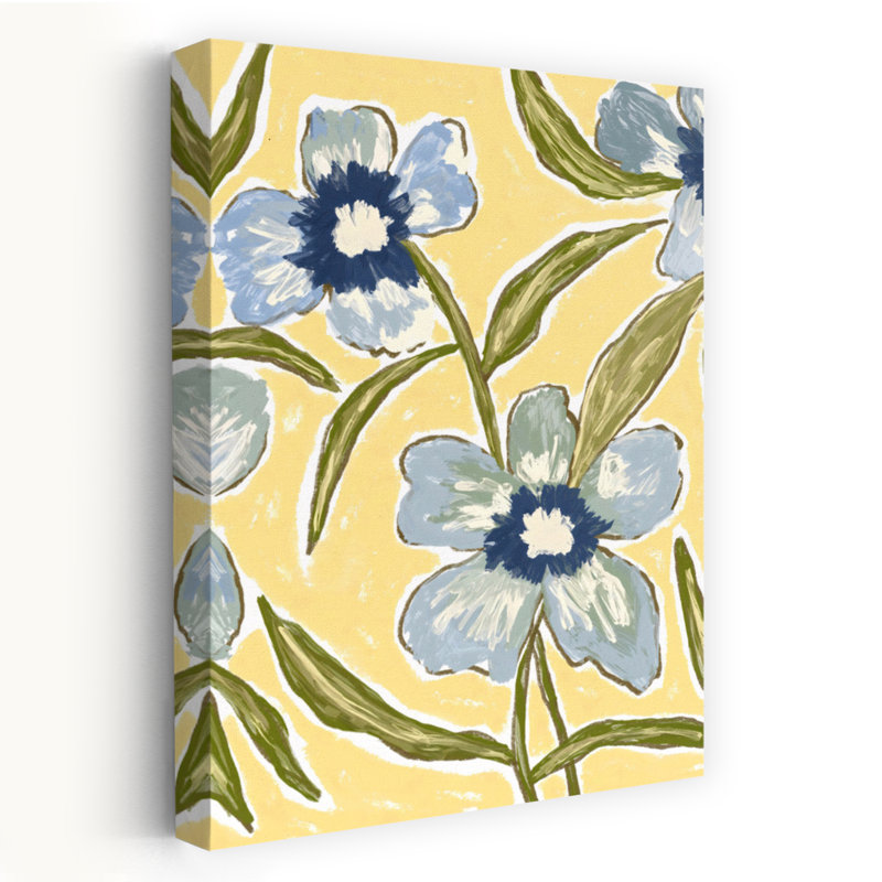 Floral2 - jaune abstrait contemporain audacieux, art mural nature printanier, 18" H x 12" W