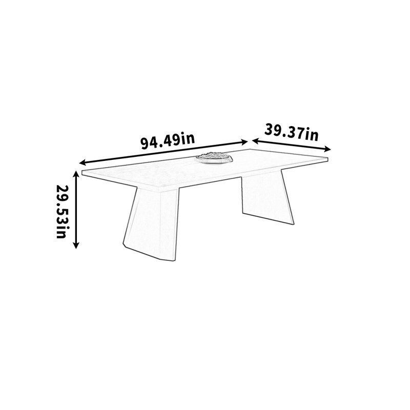 Bureau rectangulaire simple pour étudier ou travailler, Noir, H 29,53 po x l 94,49 po x P 39,37 po