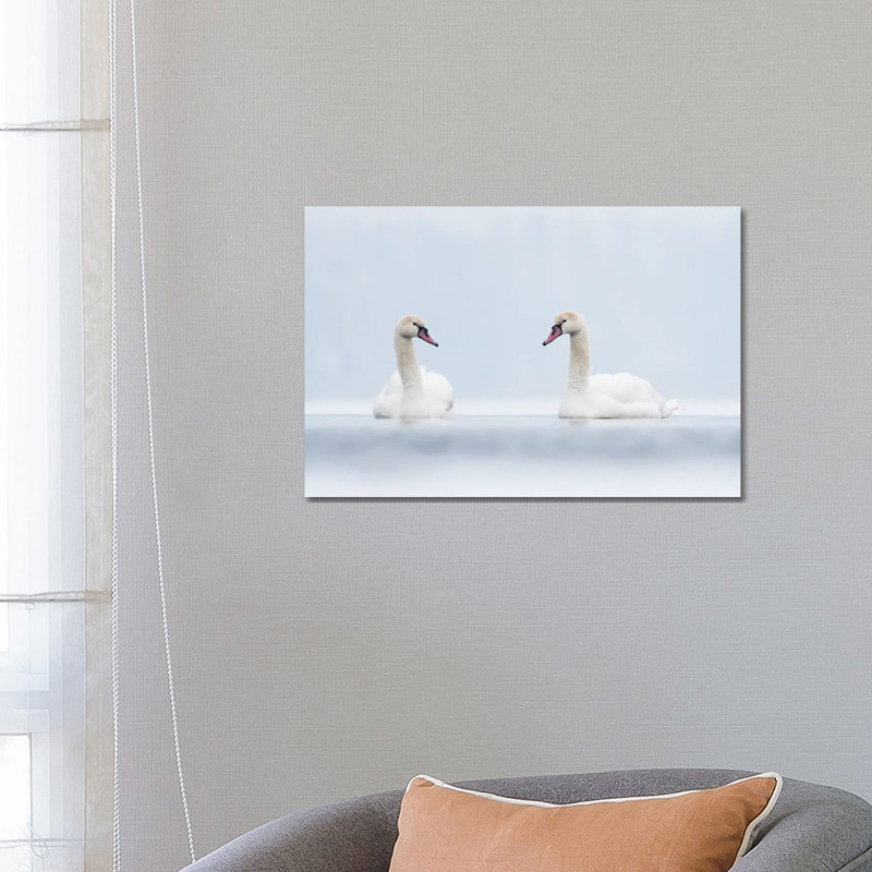 Swans In White by Mateusz Piesiak - Wrapped Canvas Print, 66.04 cm H x 45.72 cm W x 1.91 cm D