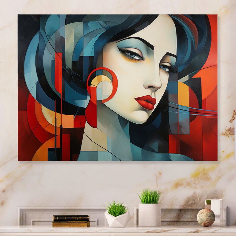 Cubisme d'art moderne - reproduction sur cadre sans cadre, H 24 po x l 32 po x P 1 po