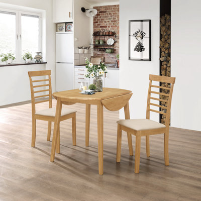 Ahwahnee 2 - Person Drop Leaf Rubberwood Solid Wood Dining Set