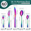 Cutlery Set 60 Piece, Rainbow Cutlery Set For 12 People, Mirror Polished Silverware Flatware Set Includes Forks Spoons Knives, Tableware Set Perfect For Daily Use/Christmas