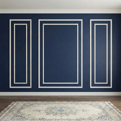 Ensemble de lambris pré-découpé à 3 cadres - panneaux de garniture muraux superposés, PS à peindre pour une décoration murale complète dans le salon, la chambre à coucher et la salle à manger