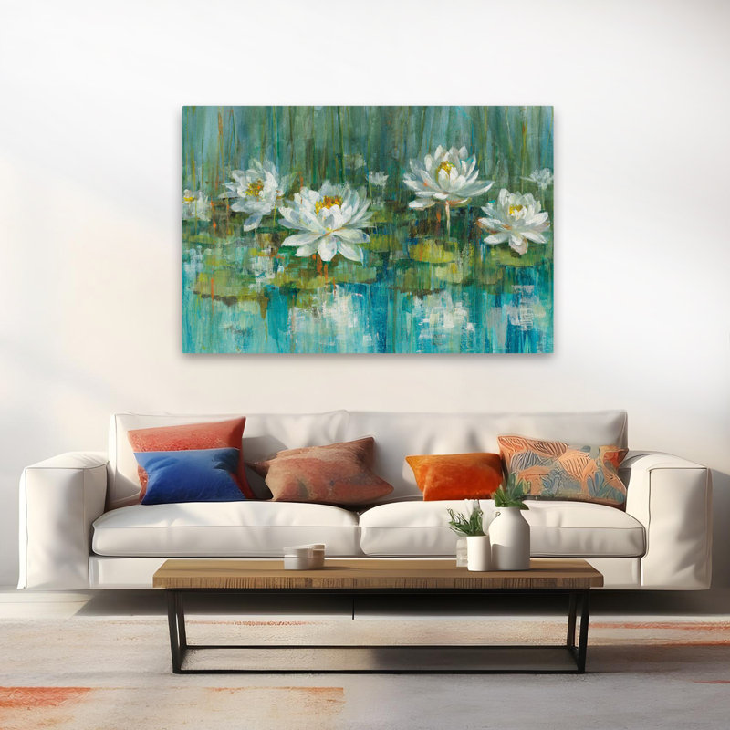 Motif floral abstrait - nénuphar V2, H 40 po x l 60 po