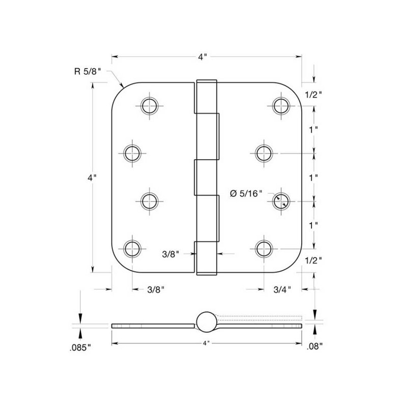 Steel Hinge, Bright Nickel